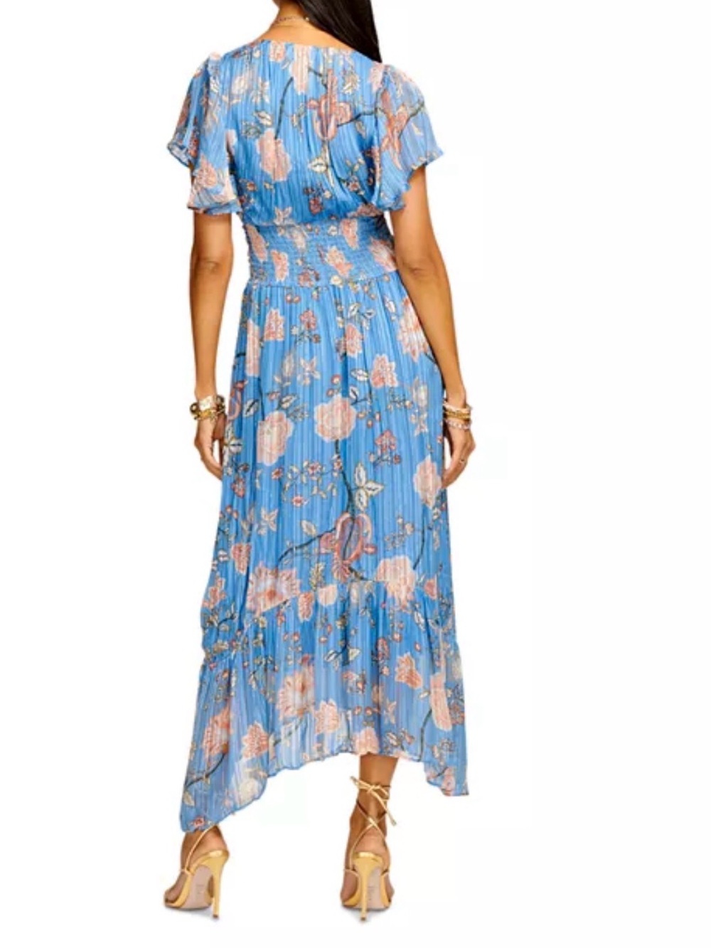 Ramy Brook Joan Blue Floral Print Midi Dress - Picture 2 of 6